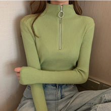 Load image into Gallery viewer, Knitted Women Zipper High Neck Sweater
